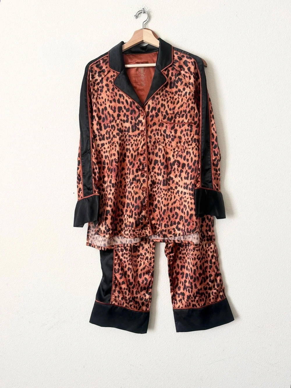 We Are Hah HAHT XXS satin pajama set in Lanka Leopard brown print